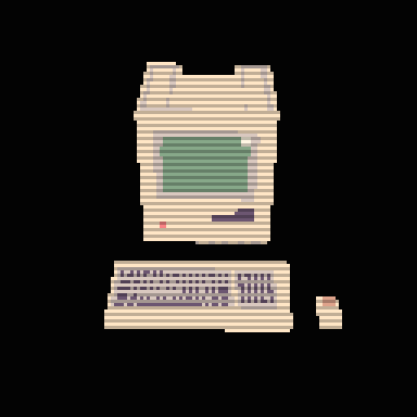 A spinning 3D gif of a low poly Macintosh