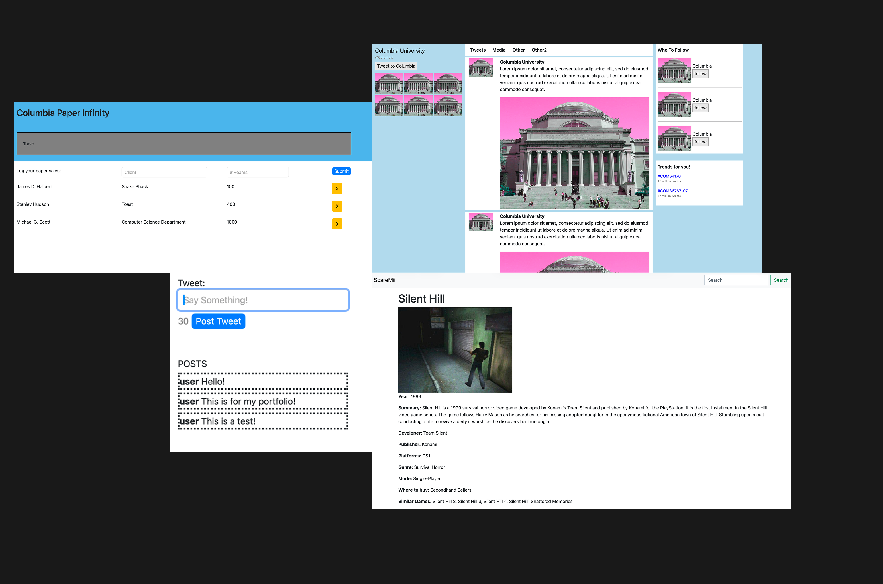 Image is a collage of all the homeworks I have done so far for my UI design class.